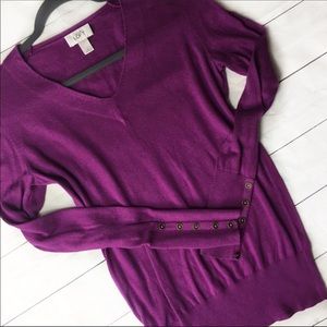 LOFT | Purple V-neck Sweater | Small
